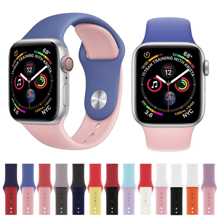 Lisslune | Double Color Silicone Watch Band for Apple Watch Series 3 & 2 & 1 42mm (Light Blue + Light Pink)