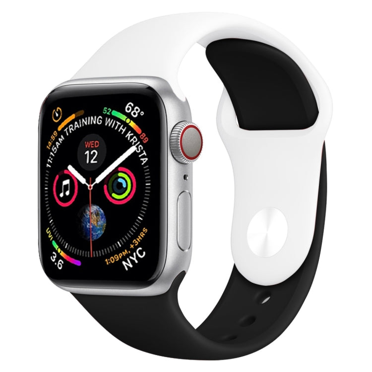 Lisslune | Double Colors Silicone Watch Band for Apple Watch Series 3 & 2 & 1 38mm (White + Black)