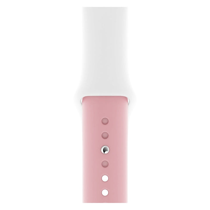 Lisslune | Double Colors Silicone Watch Band for Apple Watch Series 3 & 2 & 1 38mm (White + Light Pink)
