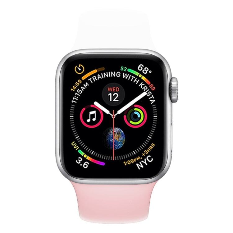 Lisslune | Double Colors Silicone Watch Band for Apple Watch Series 3 & 2 & 1 38mm (White + Light Pink)