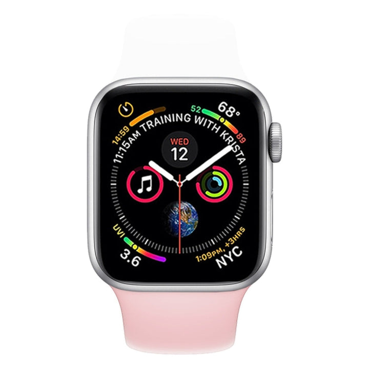 Lisslune | Double Colors Silicone Watch Band for Apple Watch Series 3 & 2 & 1 38mm (White + Light Pink)
