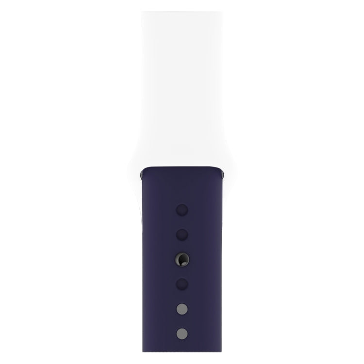 Lisslune | Double Colors Silicone Watch Band for Apple Watch Series 3 & 2 & 1 38mm (White+Dark Blue)