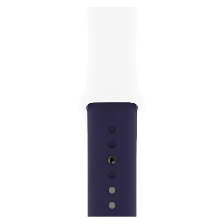 Lisslune | Double Colors Silicone Watch Band for Apple Watch Series 3 & 2 & 1 38mm (White+Dark Blue)