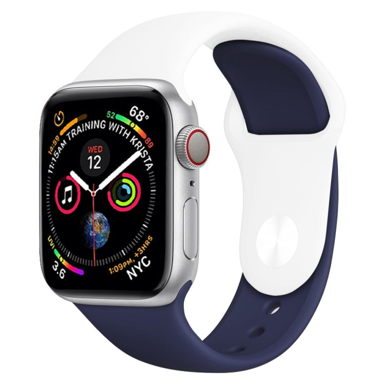 Lisslune | Double Colors Silicone Watch Band for Apple Watch Series 3 & 2 & 1 38mm (White+Dark Blue)