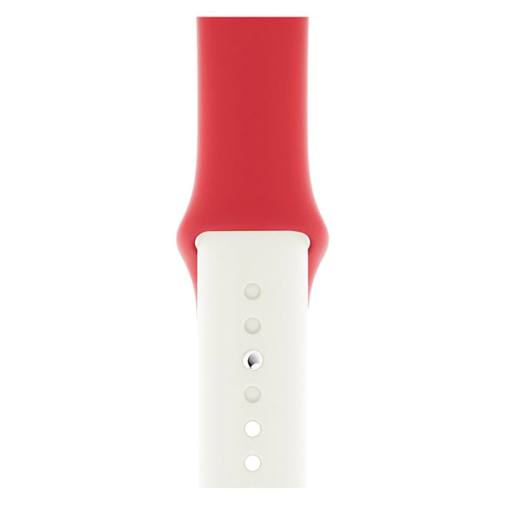 Lisslune | Double Colors Silicone Watch Strap for Apple Watch Series 3 & 2 & 1 38mm (White+Red)