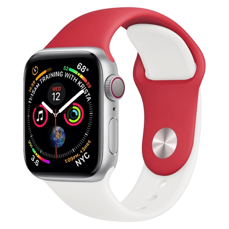 Lisslune | Double Colors Silicone Watch Strap for Apple Watch Series 3 & 2 & 1 38mm (White+Red)