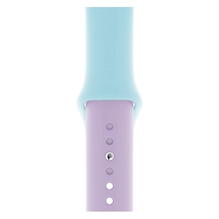 Lisslune | Double Color Silicone Watch Band for Apple Watch Series 3 & 2 & 1 38mm (Purple+Turquoise)