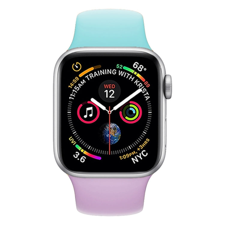 Lisslune | Double Color Silicone Watch Band for Apple Watch Series 3 & 2 & 1 38mm (Purple+Turquoise)