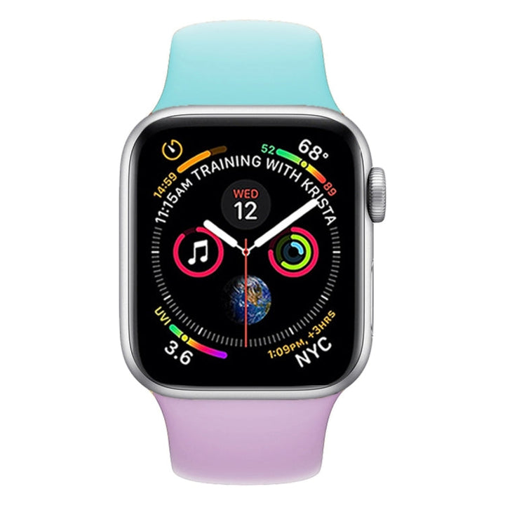 Lisslune | Double Color Silicone Watch Band for Apple Watch Series 3 & 2 & 1 38mm (Purple+Turquoise)