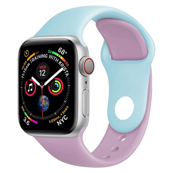 Lisslune | Double Color Silicone Watch Band for Apple Watch Series 3 & 2 & 1 38mm (Purple+Turquoise)
