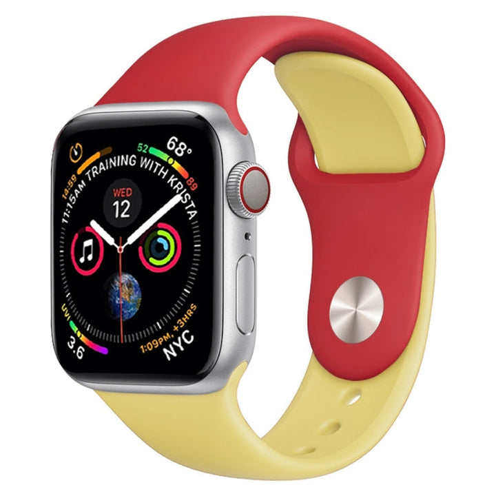 Lisslune | Dual Color Silicone Watch Band for Apple Watch Series 3 & 2 & 1 38mm (Red+Yellow)