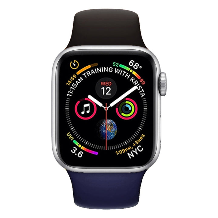 Lisslune | Double Colors Silicone Watch Band for Apple Watch Series 3 & 2 & 1 38mm (Dark Gray+Blue)