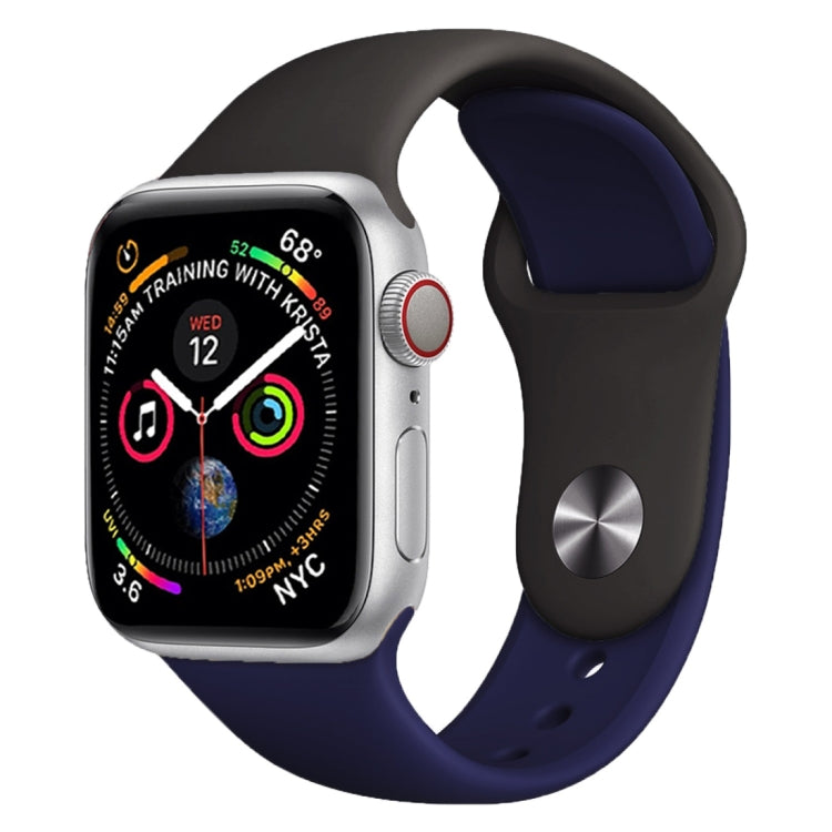 Lisslune | Double Colors Silicone Watch Band for Apple Watch Series 3 & 2 & 1 38mm (Dark Gray+Blue)