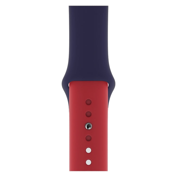 Lisslune | Double Colors Silicone Watch Band for Apple Watch Series 3 & 2 & 1 38mm (Dark Blue+Red)