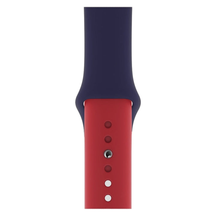 Lisslune | Double Colors Silicone Watch Band for Apple Watch Series 3 & 2 & 1 38mm (Dark Blue+Red)