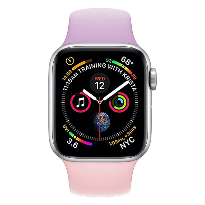 Lisslune | Dual-Color Silicone Watch Band for Apple Watch Series 3 & 2 & 1 38mm (Purple+Light Pink)