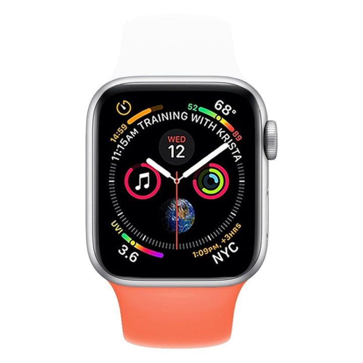 Lisslune | Double Colors Silicone Watch Band for Apple Watch Series 3 & 2 & 1 38mm (White + Orange)
