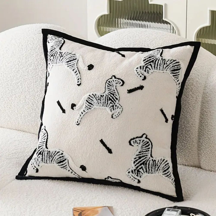 Lisslune | Zebra Dash Embroidered Cushion Cover