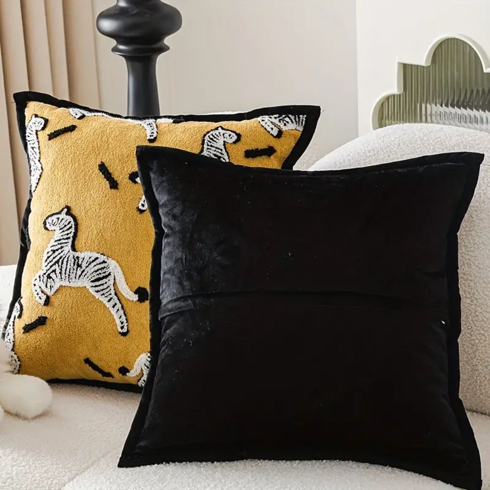 Lisslune | Zebra Dash Embroidered Cushion Cover