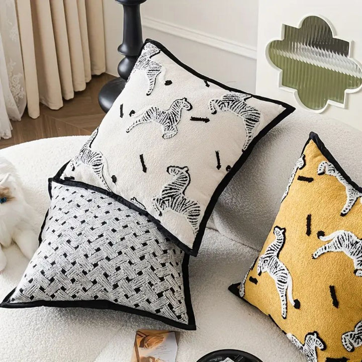 Lisslune | Zebra Dash Embroidered Cushion Cover