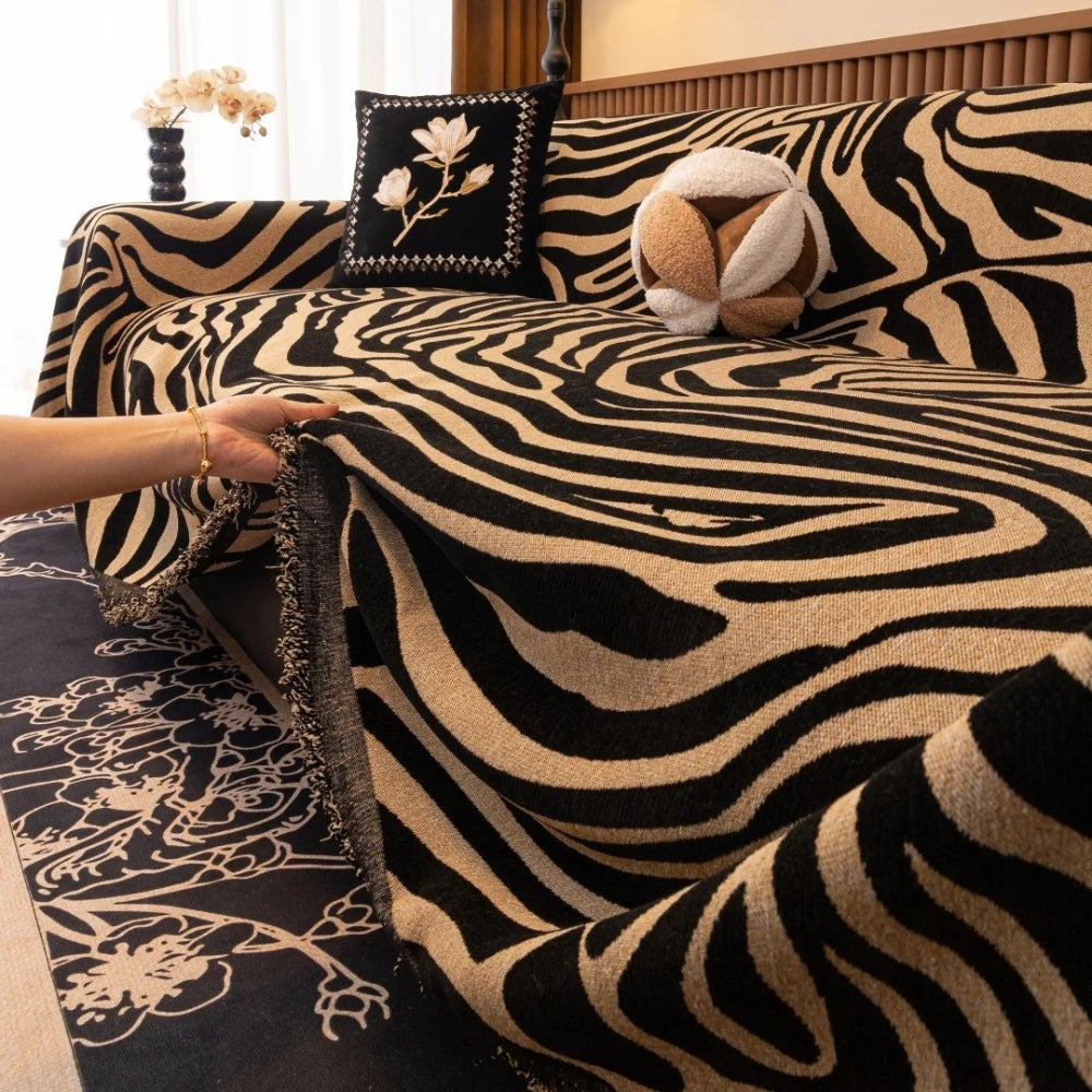 Lisslune | Zentara Chenille Zebra Geometric Sofa Cover