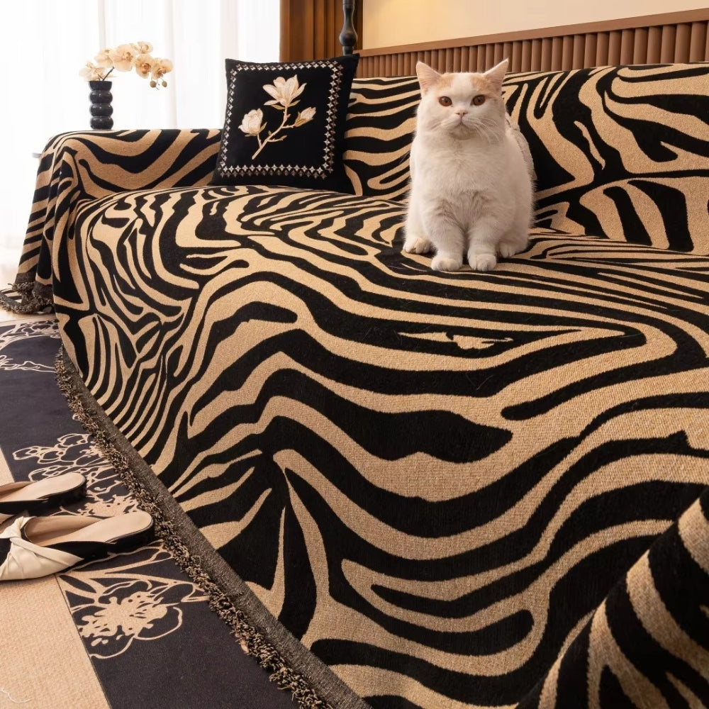 Lisslune | Zentara Chenille Zebra Geometric Sofa Cover