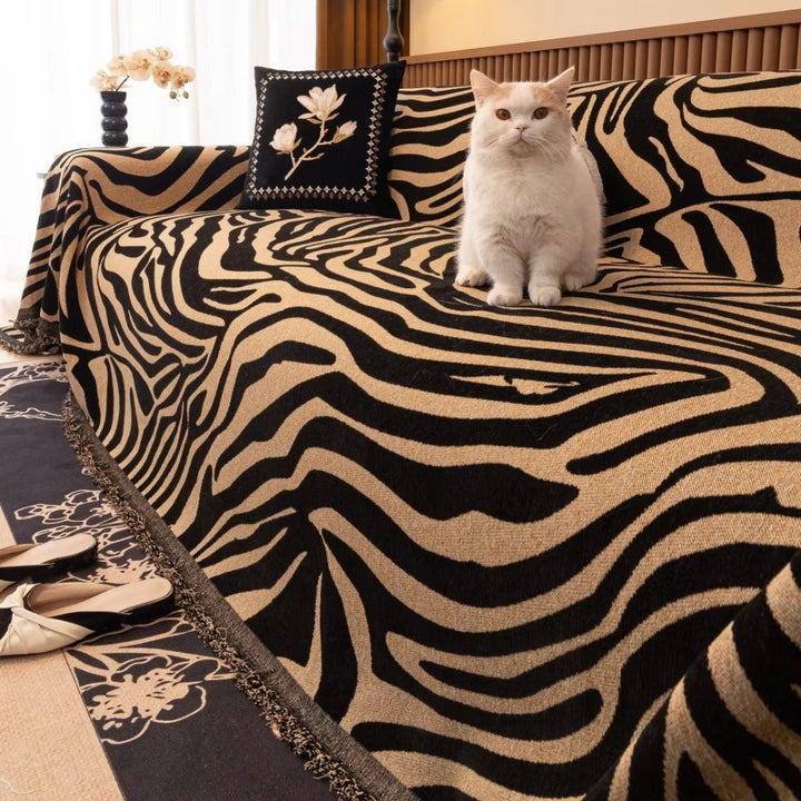 Lisslune | Zentara Chenille Zebra Geometric Sofa Cover