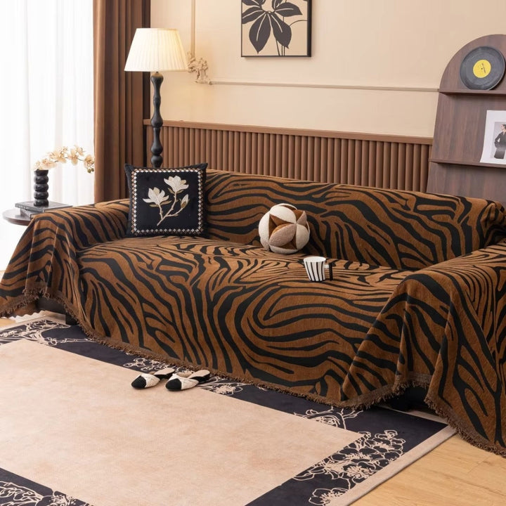 Lisslune | Zentara Chenille Zebra Geometric Sofa Cover
