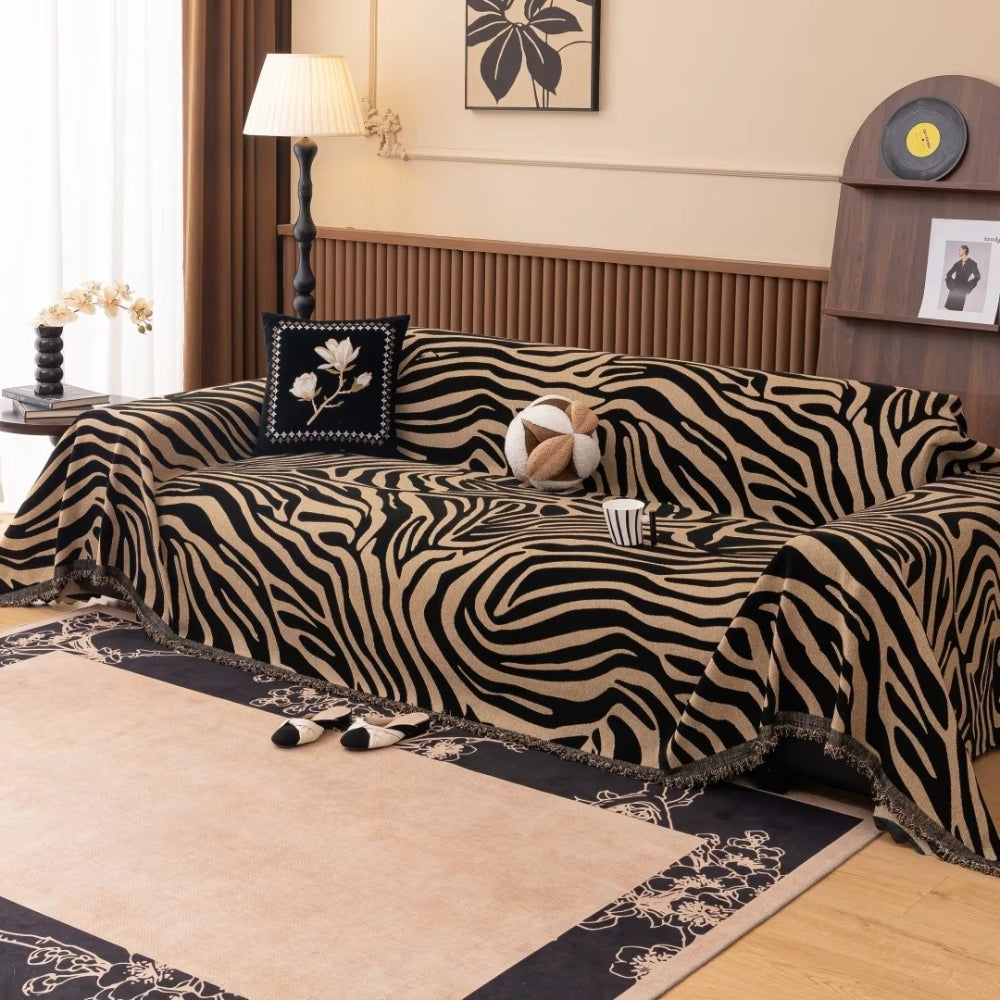 Lisslune | Zentara Chenille Zebra Geometric Sofa Cover