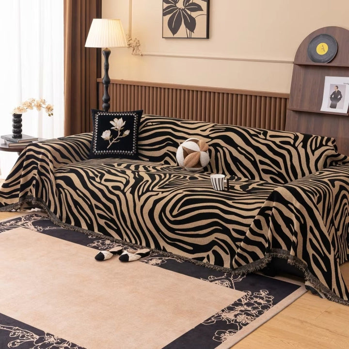 Lisslune | Zentara Chenille Zebra Geometric Sofa Cover