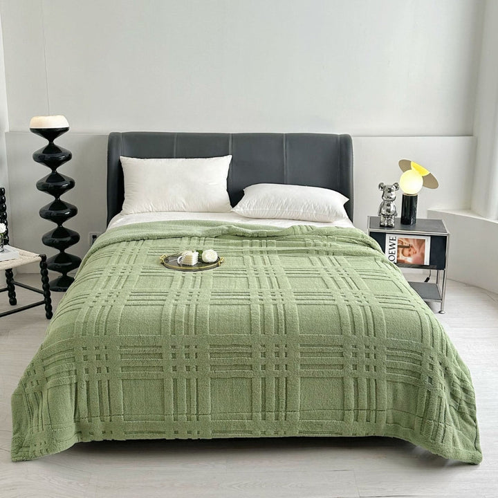 Lisslune | Plaid Embossed Grid Pattern Winter Blanket