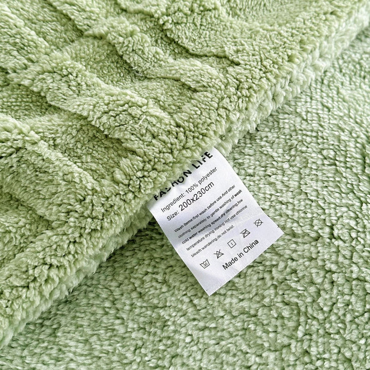 Lisslune | Plaid Embossed Grid Pattern Winter Blanket