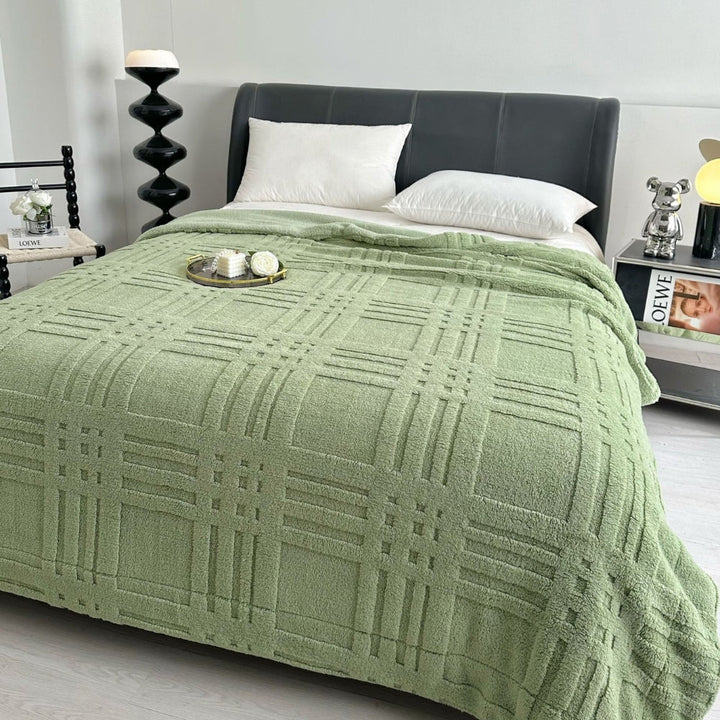 Lisslune | Plaid Embossed Grid Pattern Winter Blanket