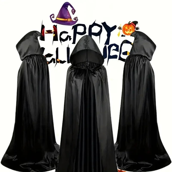Lisslune | Black Cape with Hood – Long Unisex Halloween & Cosplay Wrap