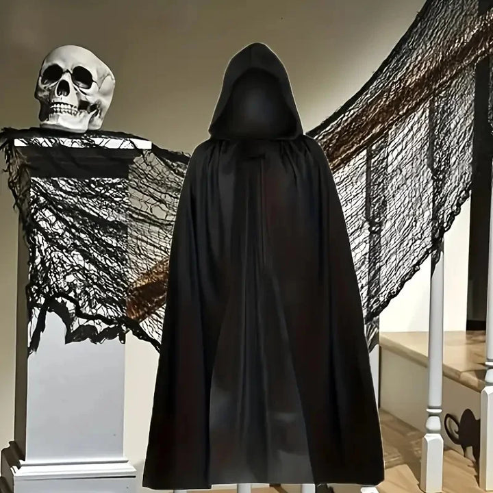 Lisslune | Black Cape with Hood – Long Unisex Halloween & Cosplay Wrap