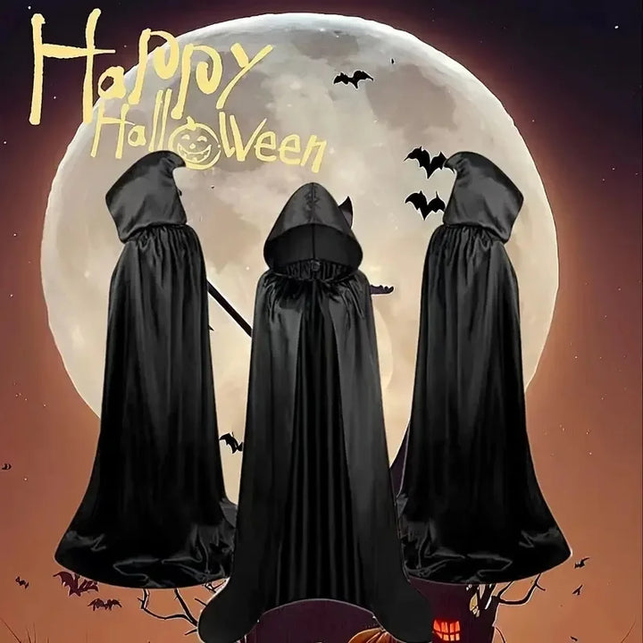Lisslune | Black Cape with Hood – Long Unisex Halloween & Cosplay Wrap