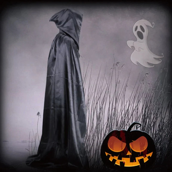 Lisslune | Black Cape with Hood – Long Unisex Halloween & Cosplay Wrap