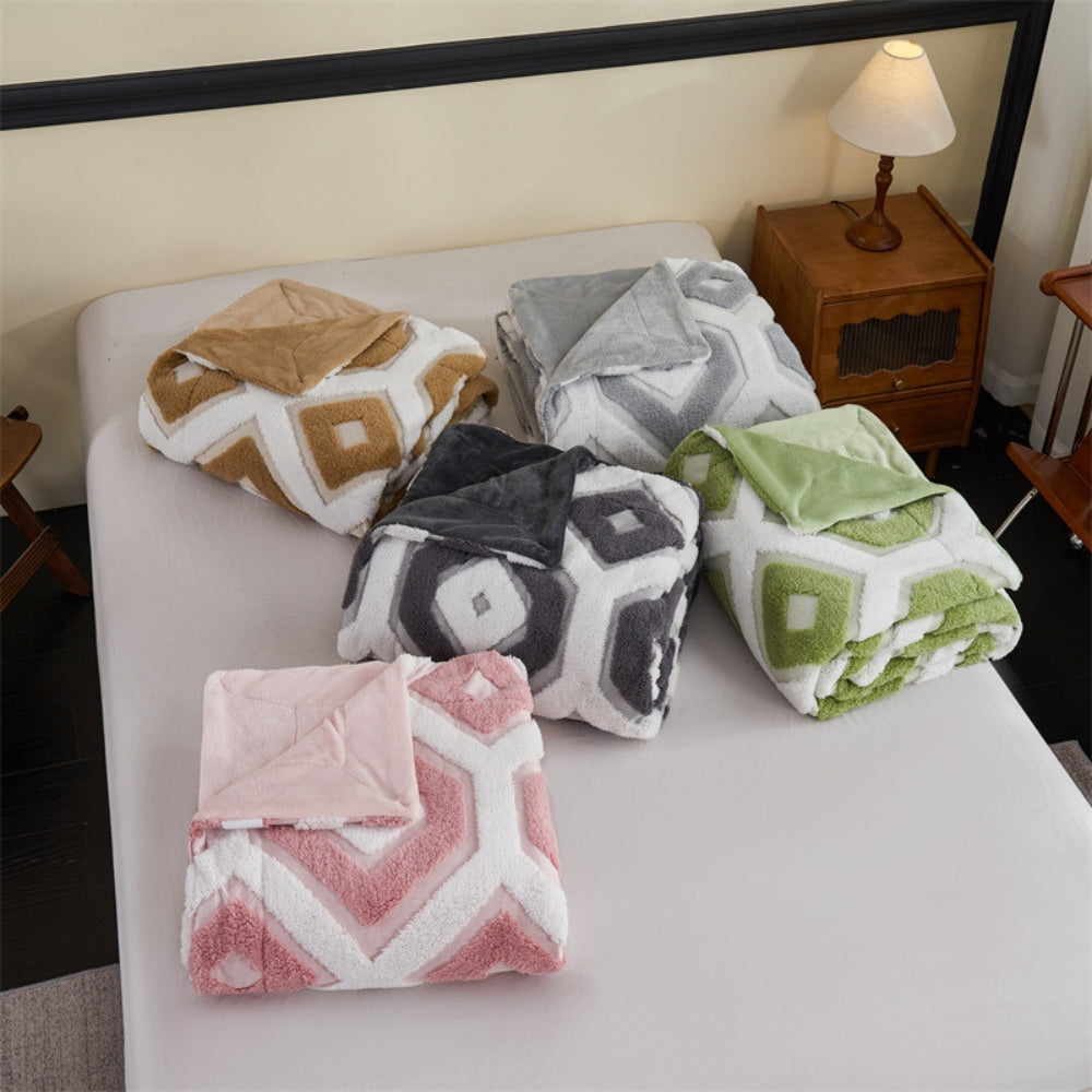 Lisslune | Zyra Double Layer Geometric Throw Blanket