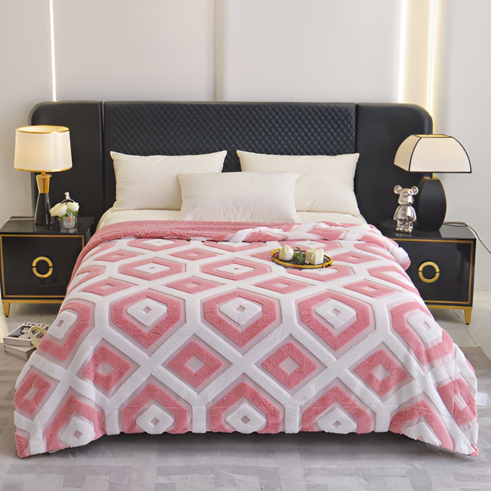 Lisslune | Zyra Double Layer Geometric Throw Blanket