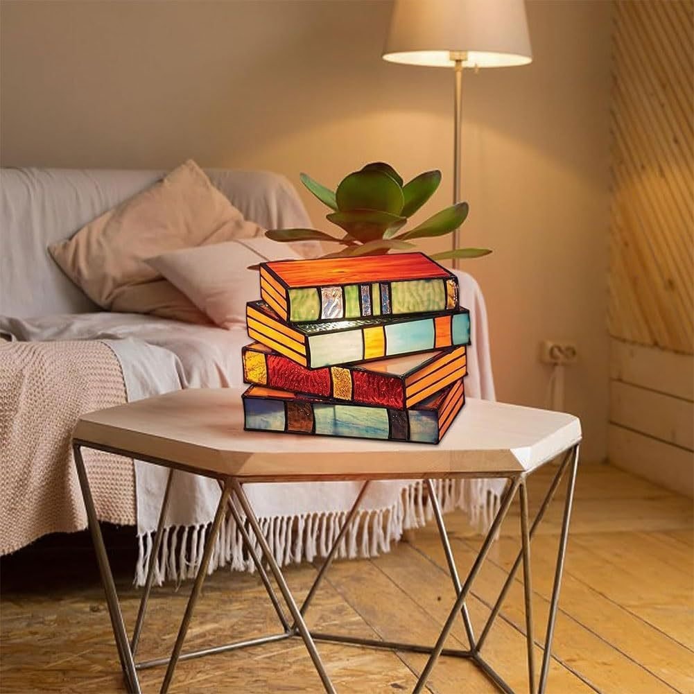 Lisslune | Stained Plastic Stacked Books Lamp