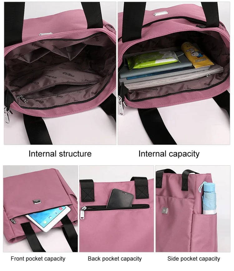 Lisslune | Large Capacity Water Repellent Multi Pocket Nylon Shoulder Bag