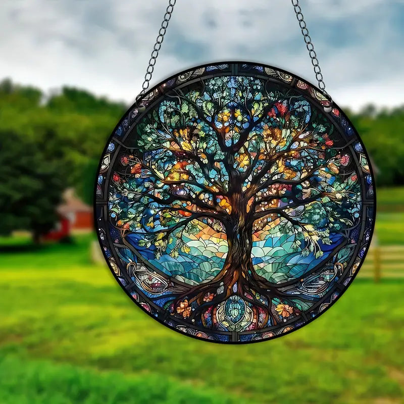 Lisslune | LumiTree – Artistic window hanging with wood-inspired design for light reflections
