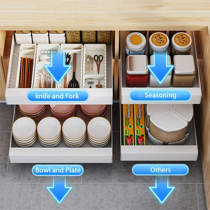 Lisslune | Lina Pull-Out Kitchen Cabinet Organiser – Space-Saving Sliding Pantry Storage Rack