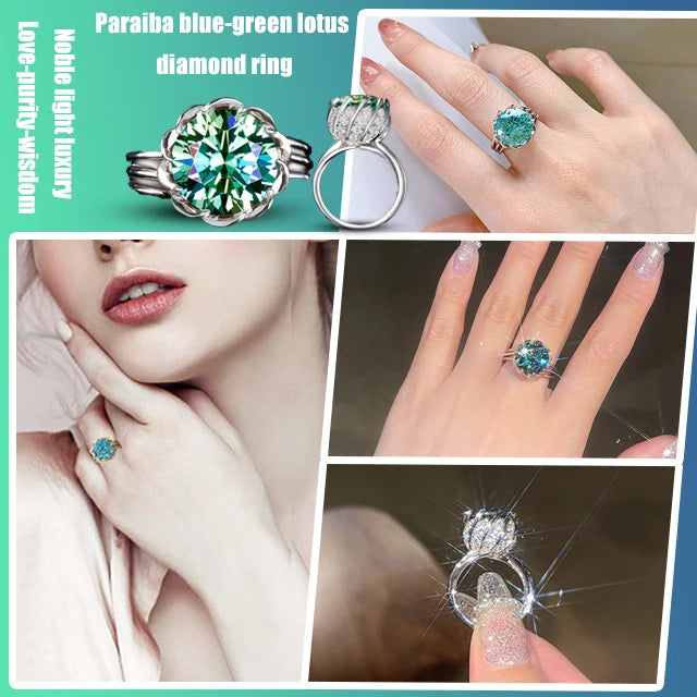 Skorter | 6 Carat Paraiba Blue-green Lotus Diamond Ring