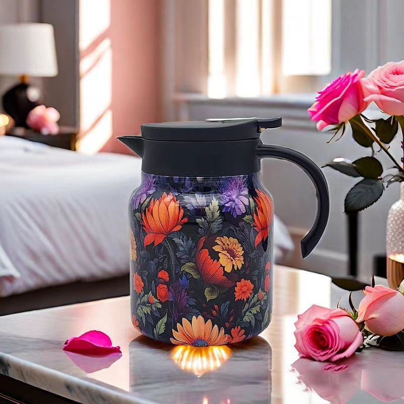 Lisslune | Vintage Floral Pattern Tea Thermos – Built-In Infuser
