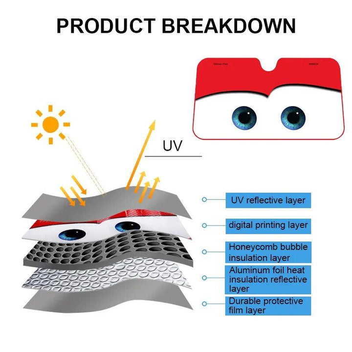 Lisslune | Aluminum foil car sunshade with heated eyes design – windshield sun protector
