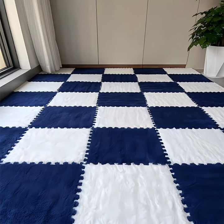 Rynx | 40-piece Thickened Modern Plush Carpet] 40-piece Modern Plush Patchwork Thickened Carpet for Bedroom, Living Room, Wardrobe, Renovation of Rental Apartments, Suitable for All Seasons
