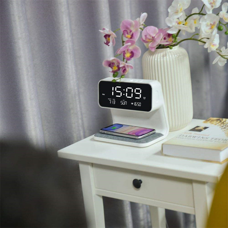 Lisslune | GlowTime LED Alarm Clock with Digital Display & Wireless Fast Charging