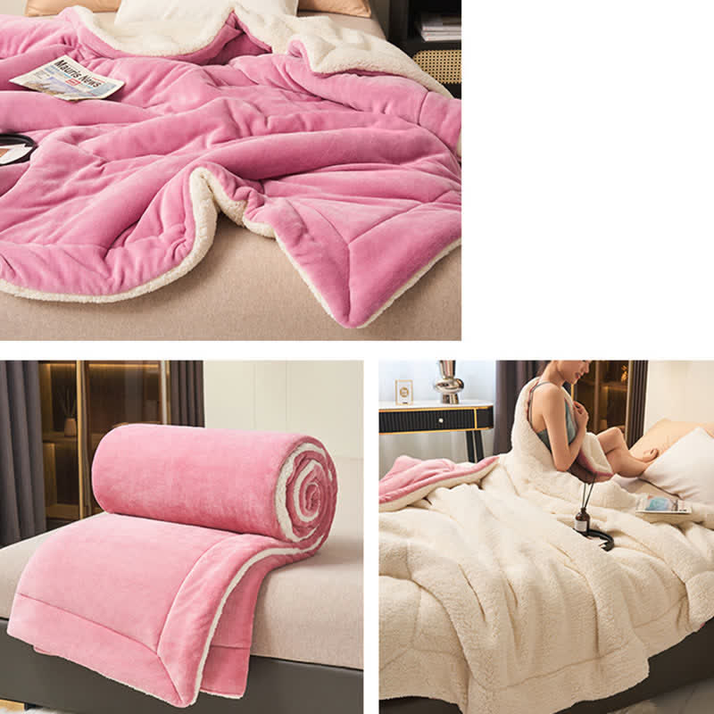 Lisslune | Solid thick double-sided velvet cube blanket