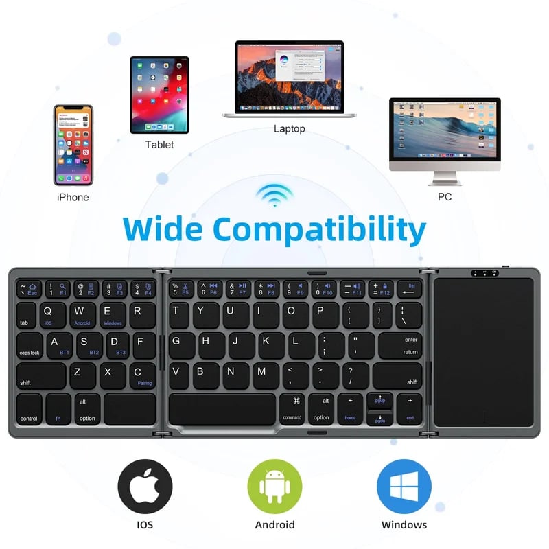 Lisslune | Foldable Bluetooth Keyboard with Touchpad